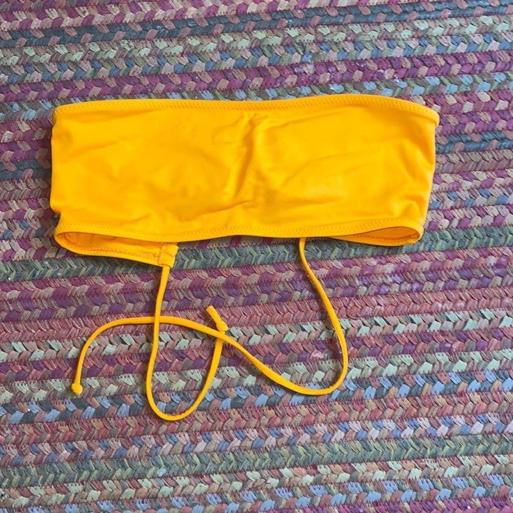 ORANGE LACE UP BANDEAU BIKINI SWIM TOP